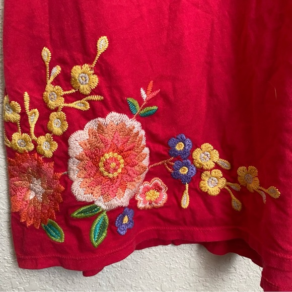 Johnny Was red A line embroidered dress cotton - Picture 3 of 10